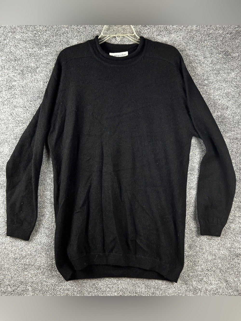 Outlander Black Lambswool Angora Rabbit Hair Knit Tunic Sweater Dress Size M HK